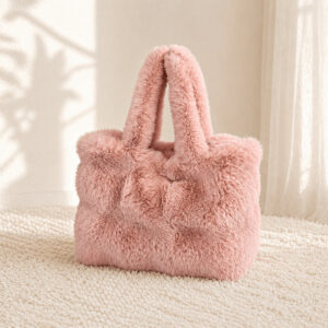Luxury Pink Faux Fur Shoulder Tote for Women