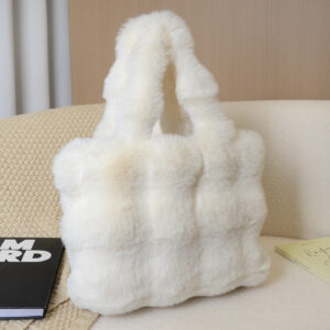 Bagoreo Women White Faux Fur Shoulder Bag